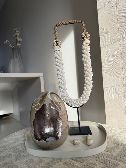 Waxinelichthouder Egg Marble – Ø14 x H20 cm