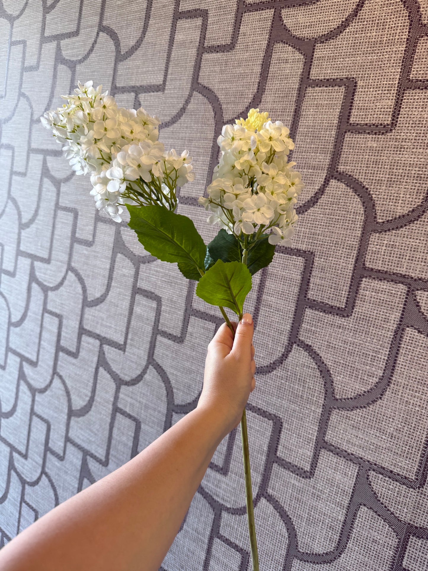 Zijden Pluimhortensia Tak – Wit/Groen (71 cm)