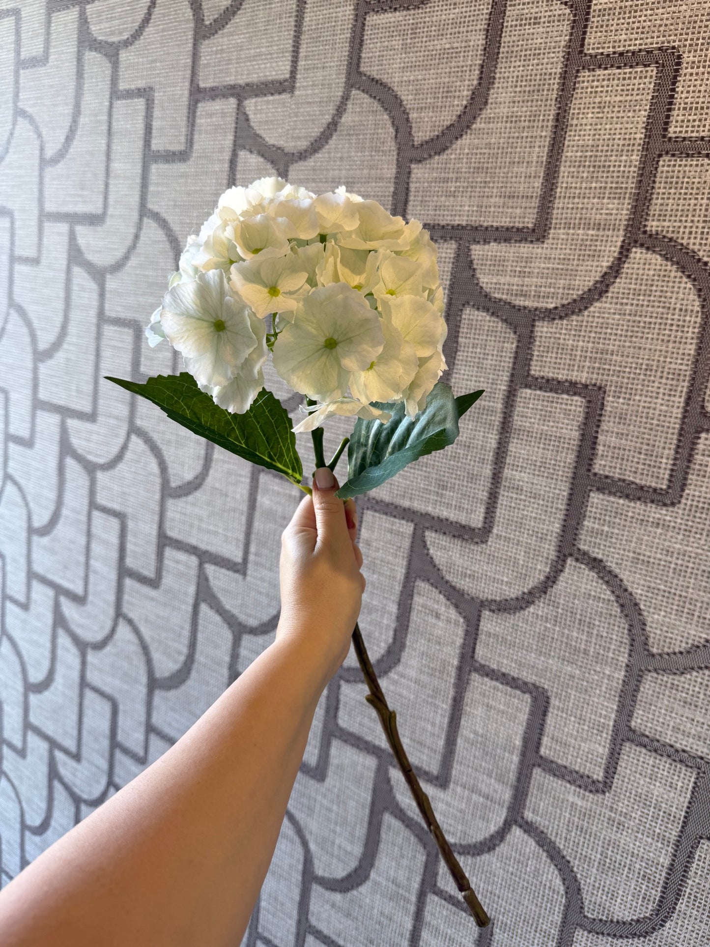 Zijden Hortensia Tak – Crème (50 cm)